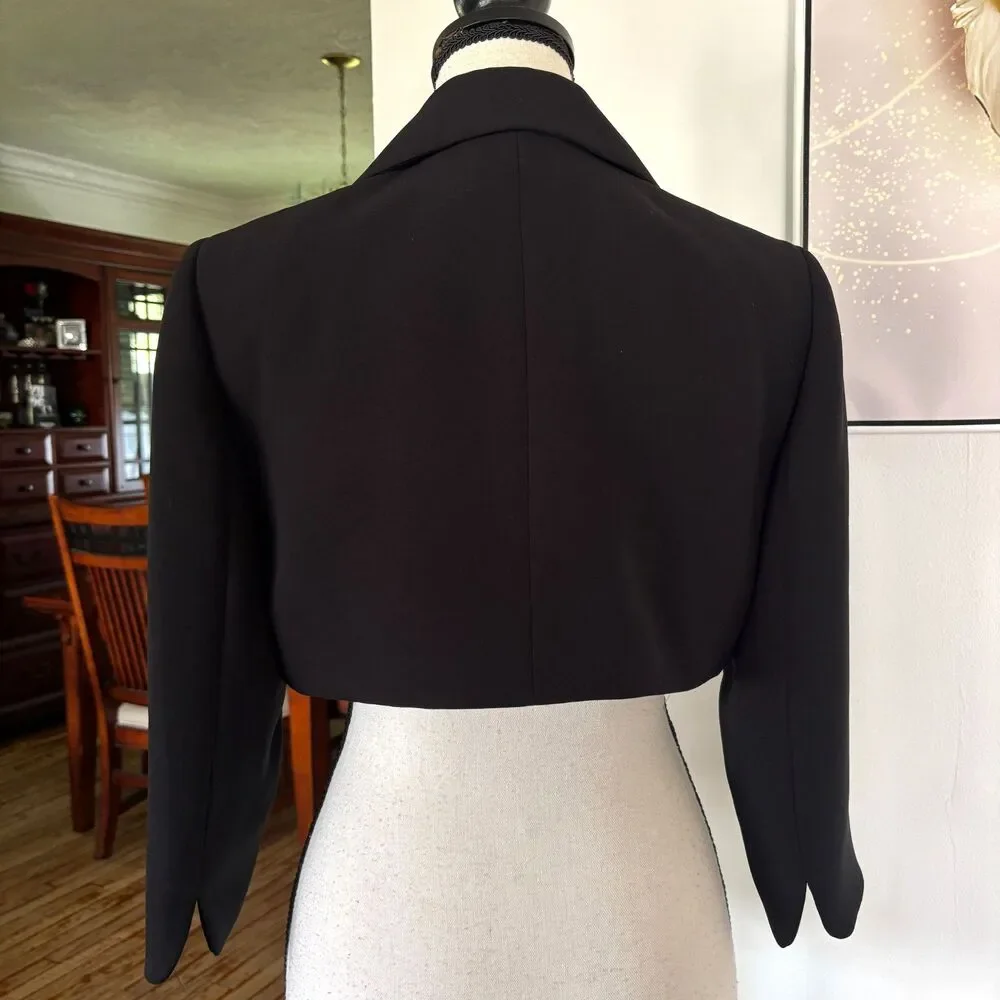 Tahari by Arthur S. Levine Cropped Bolero Jacket Sz 6 Black Split Cuffs
